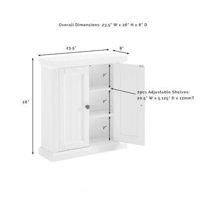 Crosley Furniture - Seaside Wall Cabinet Distressed White - CF7020-WH veiw 6