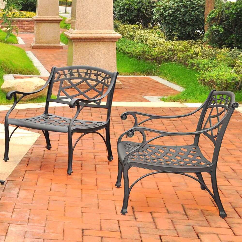Crosley Furniture - Sedona 2 Piece Cast Aluminum Outdoor Conversation Seating Set - 2 Club Chairs Black Finish - KO60006BK veiw 2