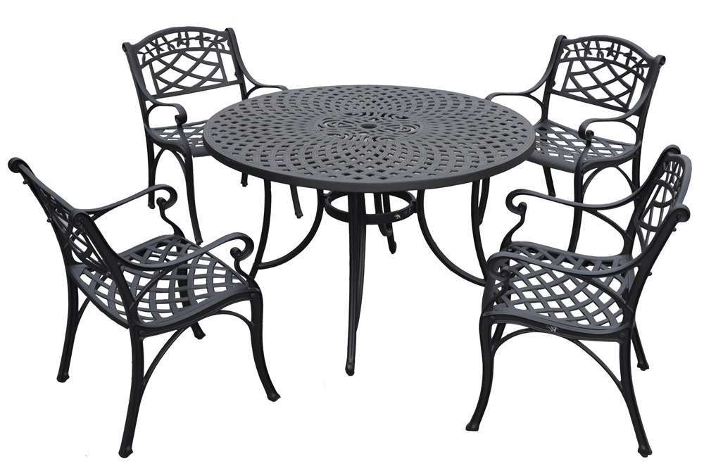 Crosley Furniture - Sedona 48in Five Piece Cast Aluminum Outdoor Dining Set with Arm Chairs in Black Finish - KOD6001BK veiw 1