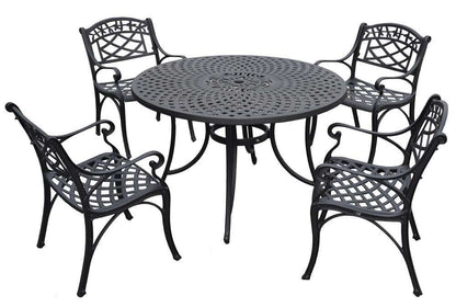 Crosley Furniture - Sedona 48in Five Piece Cast Aluminum Outdoor Dining Set with Arm Chairs in Black Finish - KOD6001BK veiw 1
