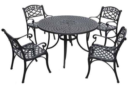 Crosley Furniture - Sedona 48in Five Piece Cast Aluminum Outdoor Dining Set with Arm Chairs in Black Finish - KOD6001BK veiw 1