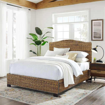 Crosley Furniture - Serena Rattan King Bed Banana Leaf - Headboard, Footboard, Side Rails, & Slats - KF727002BN veiw 2