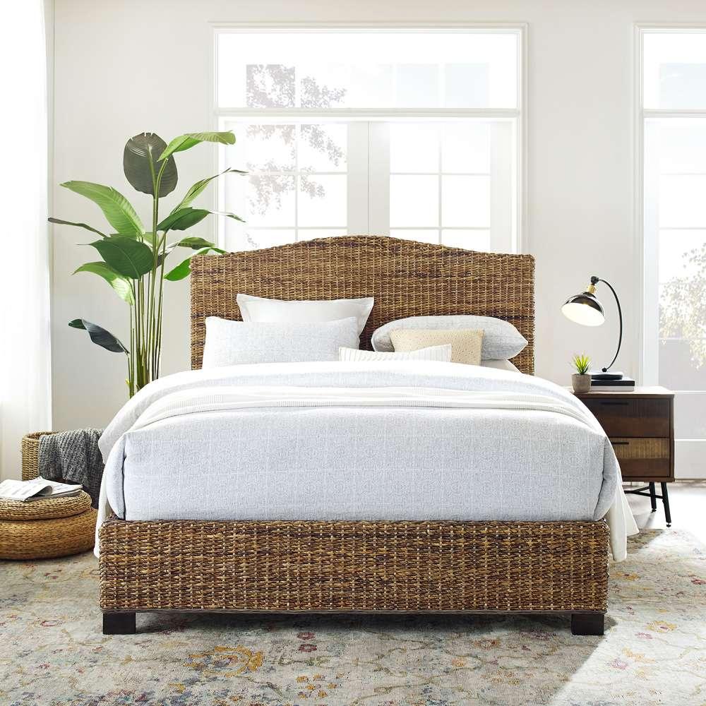 Crosley Furniture - Serena Rattan King Bed Banana Leaf - Headboard, Footboard, Side Rails, & Slats - KF727002BN veiw 3