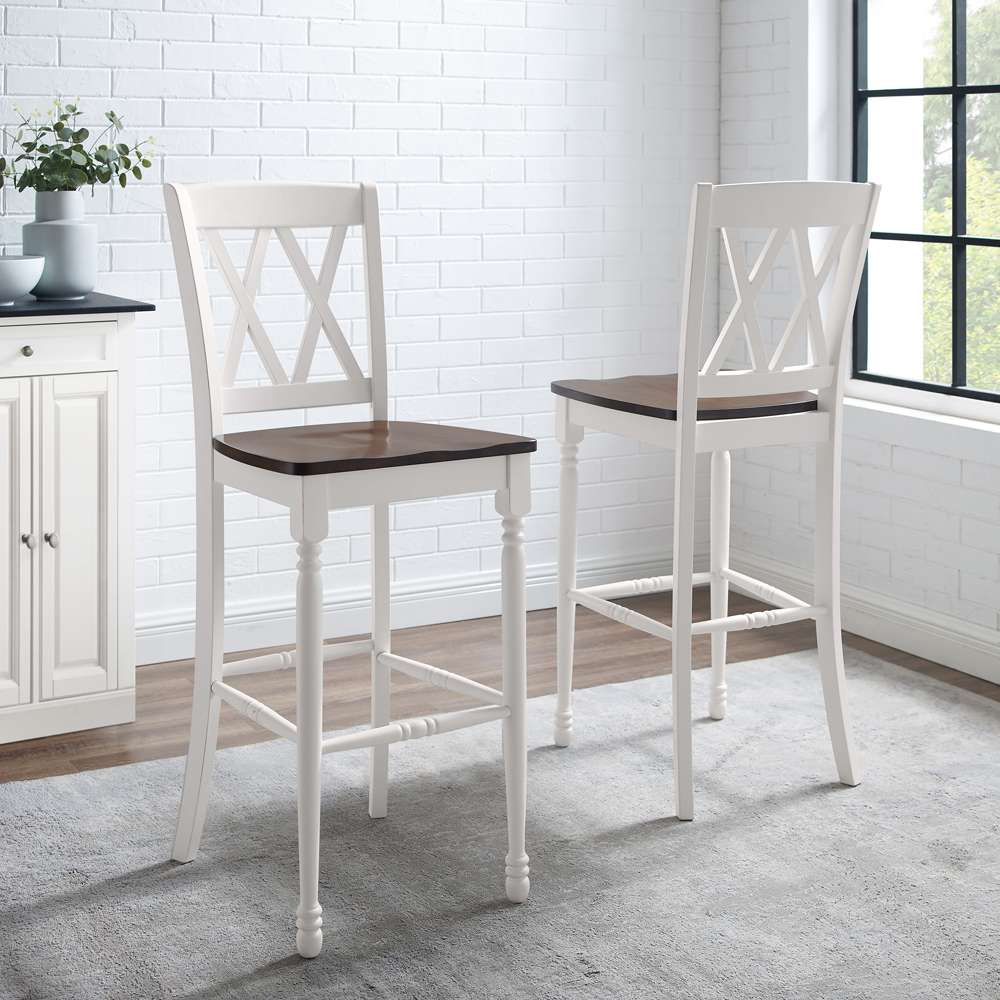 Crosley Furniture - Shelby 2Pc Bar Stool Set Distressed White - 2 Stools - CF501030-WH veiw 1