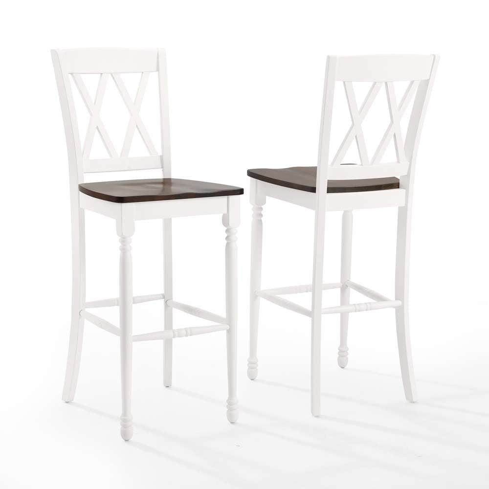 Crosley Furniture - Shelby 2Pc Bar Stool Set Distressed White - 2 Stools - CF501030-WH veiw 2