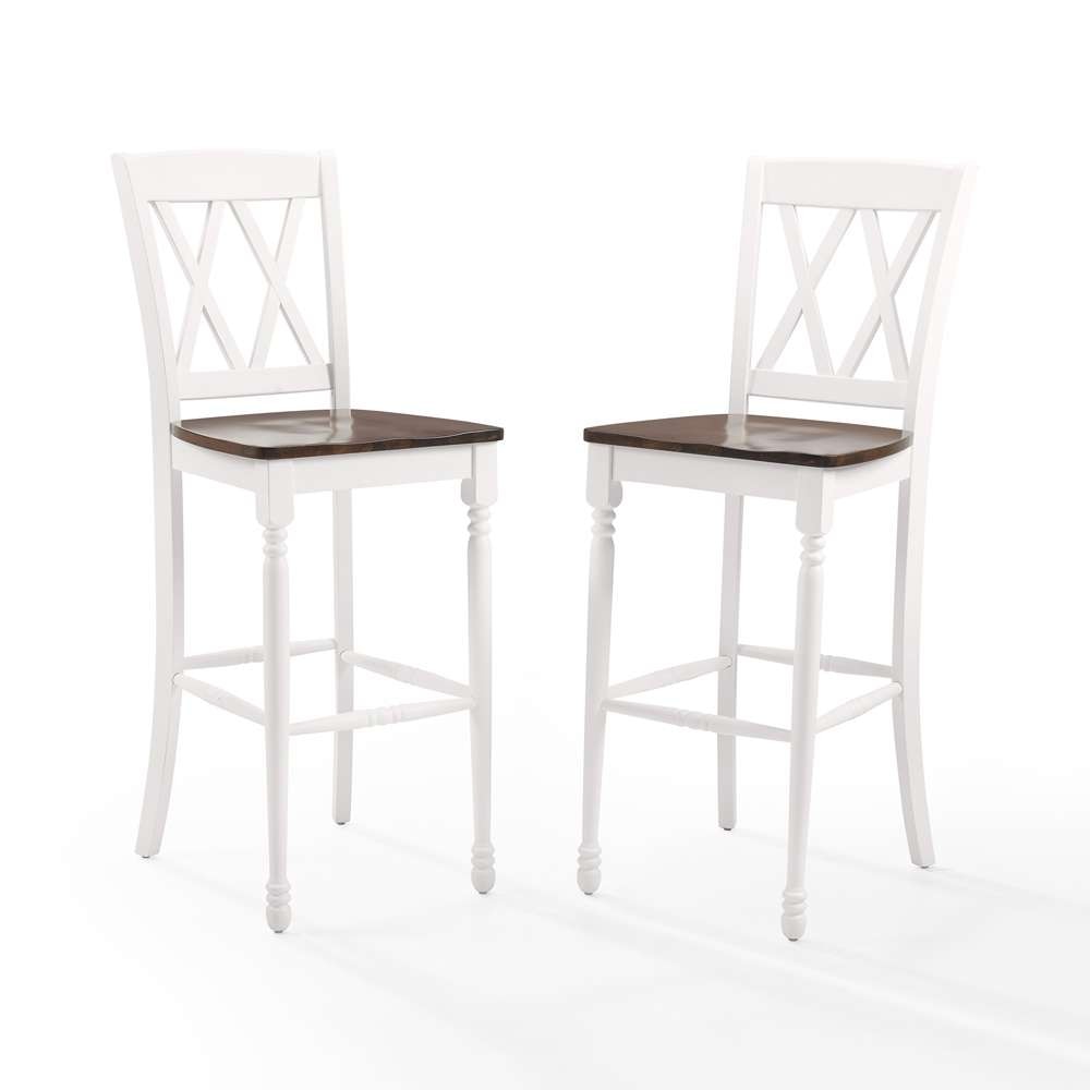 Crosley Furniture - Shelby 2Pc Bar Stool Set Distressed White - 2 Stools - CF501030-WH veiw 3