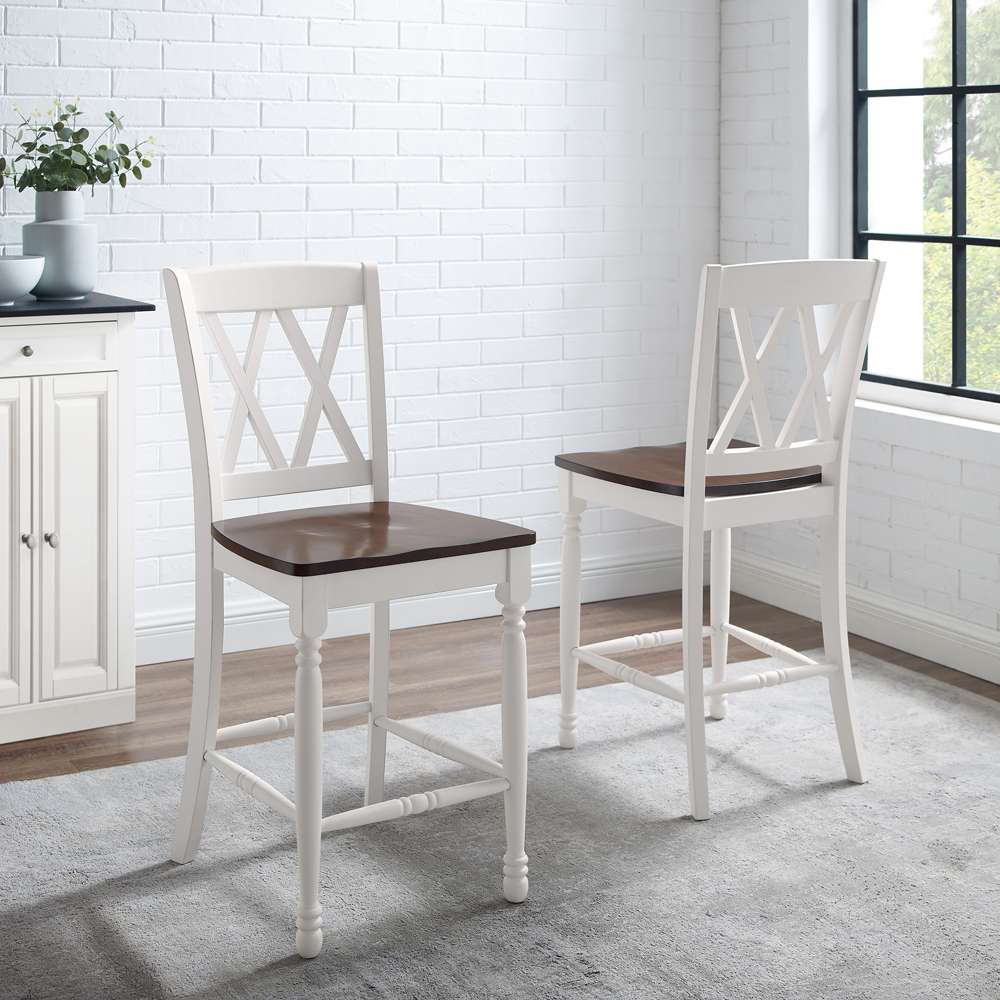 Crosley Furniture - Shelby 2Pc Counter Stool Set Distressed White - 2 Stools - CF501024-WH veiw 1