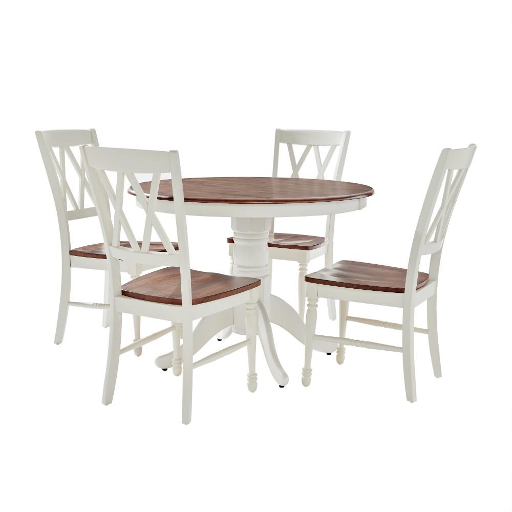 Crosley Furniture - Shelby 5 Piece Round Dining Set White - Table, 4 Chairs - KF13039WH veiw 3