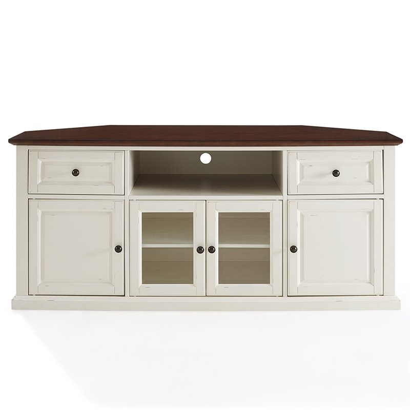 Crosley Furniture - 60in Corner TV Stand in White - CF1000260-WH veiw 1