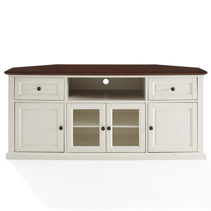 Crosley Furniture - 60in Corner TV Stand in White - CF1000260-WH veiw 1