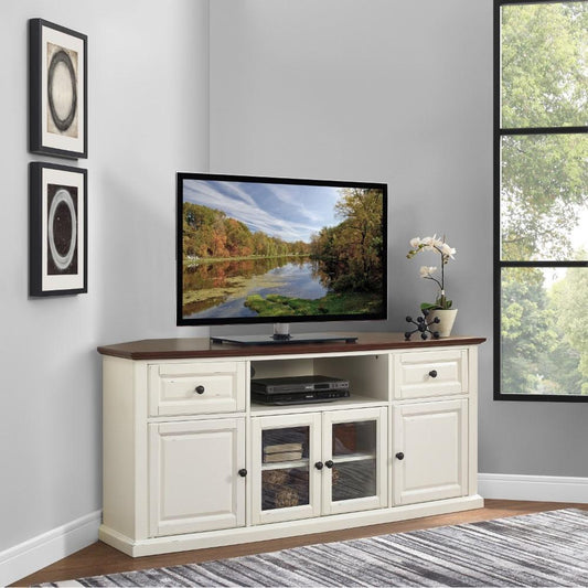Crosley Furniture - 60in Corner TV Stand in White - CF1000260-WH veiw 2