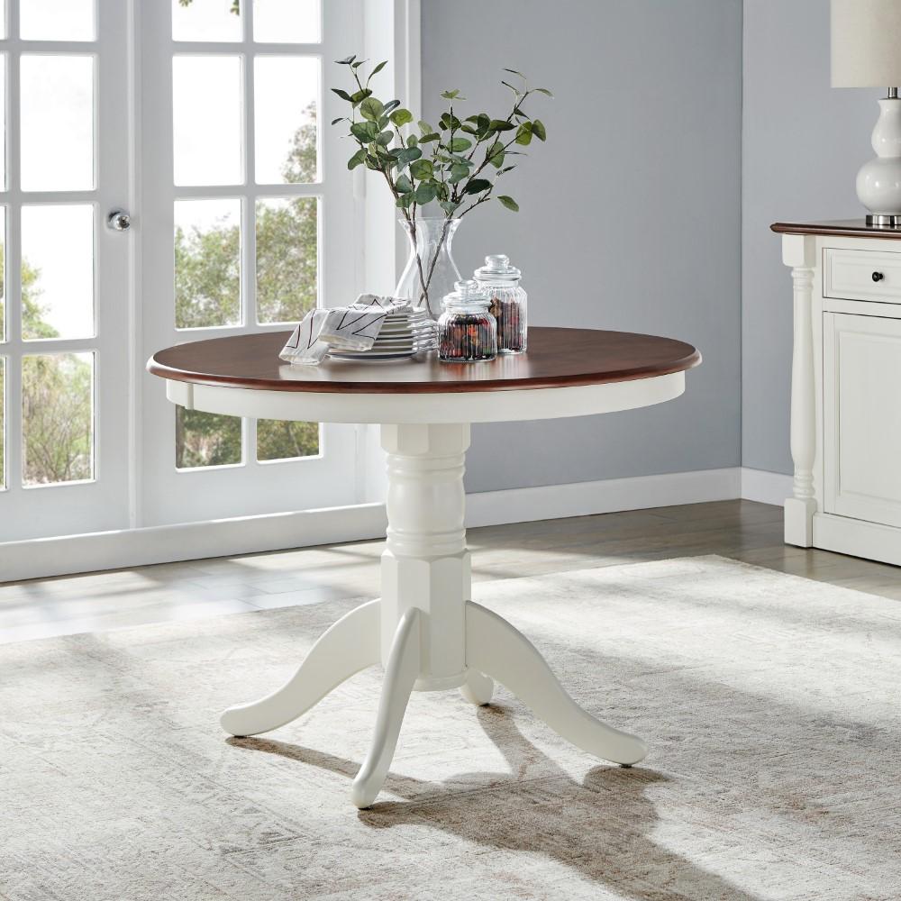 Crosley Furniture - Shelby Round Dining Table Distressed White - KF33100WH veiw 4