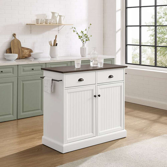 Crosley Furniture - Shoreline Kitchen Island White/Dark Brown - CF3038BR-WH view 1