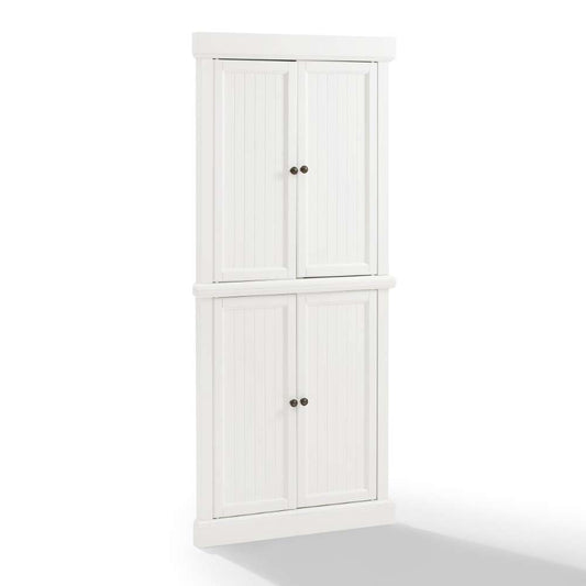Crosley Furniture - Shoreline Tall Corner Pantry White - 2 Stackable Pantries - KF33022WH veiw 1