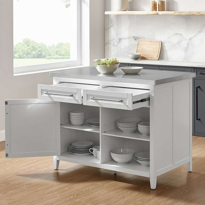 Crosley Furniture Silvia Stainless Steel Top Kitchen Island White/Stainless Steel - KF30080SS-WH veiw 3