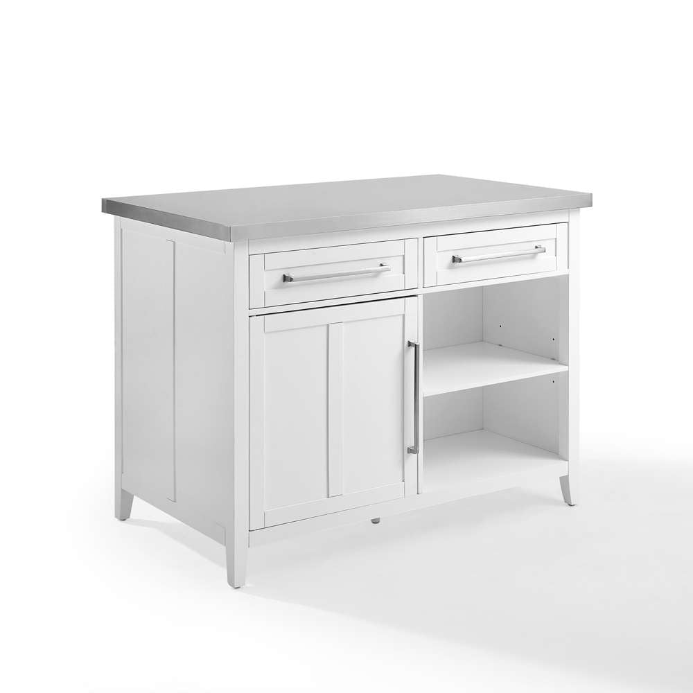 Crosley Furniture Silvia Stainless Steel Top Kitchen Island White/Stainless Steel - KF30080SS-WH veiw 8