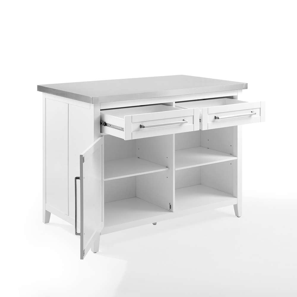Crosley Furniture Silvia Stainless Steel Top Kitchen Island White/Stainless Steel - KF30080SS-WH veiw 10