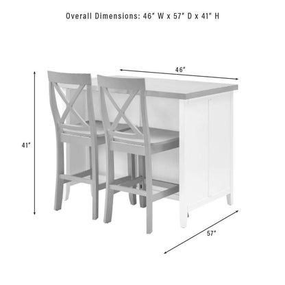 Crosley Furniture Silvia Stainless Steel Top Kitchen Island W/X-Back Stools White/Gray - Kitchen Island & 2 Stools - KF30083WH-GY veiw 13