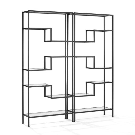 Crosley Furniture - Sloane 2 Piece Etagere Set Matte Black - 2 Etageres - KF13051MB veiw 1
