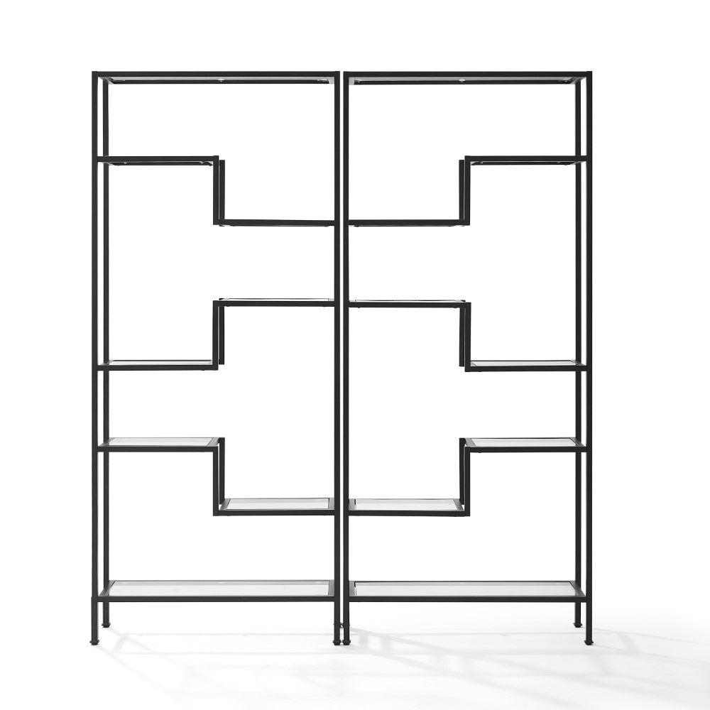 Crosley Furniture - Sloane 2 Piece Etagere Set Matte Black - 2 Etageres - KF13051MB veiw 2