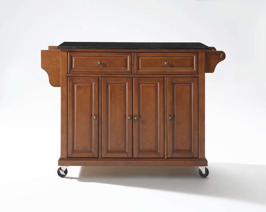 Crosley Furniture - Solid Black Granite Top Kitchen Cart/Island in Classic Cherry Finish - KF30004ECH veiw 1