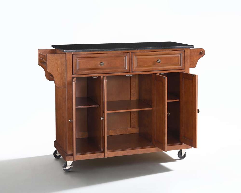 Crosley Furniture - Solid Black Granite Top Kitchen Cart/Island in Classic Cherry Finish - KF30004ECH veiw 2