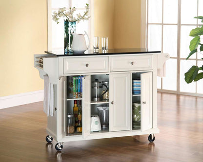 Crosley Furniture - Solid Black Granite Top Kitchen Cart/Island in White Finish - KF30004EWH veiw 3