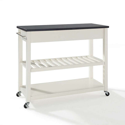 Crosley Furniture - Solid Black Granite Top Kitchen Cart/Island With Optional Stool Storage in White Finish - KF30054WH veiw 3