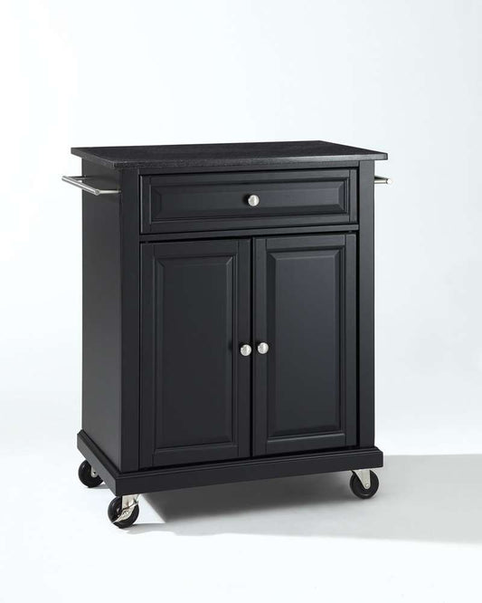 Crosley Furniture - Solid Black Granite Top Portable Kitchen Cart/Island in Black Finish - KF30024EBK veiw 1