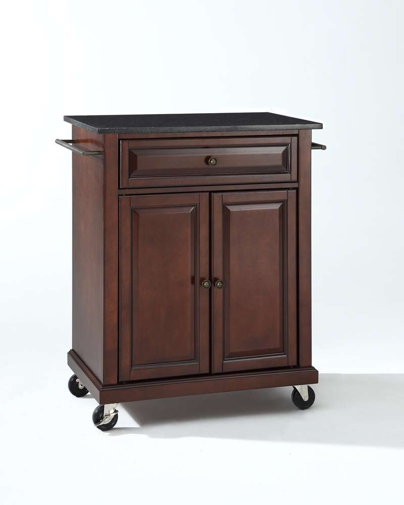 Crosley Furniture - Solid Black Granite Top Portable Kitchen Cart/Island in Vintage Mahogany Finish - KF30024EMA view 1