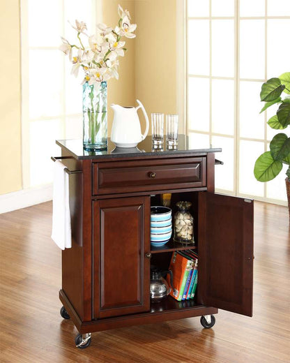 Crosley Furniture - Solid Black Granite Top Portable Kitchen Cart/Island in Vintage Mahogany Finish - KF30024EMA view 2