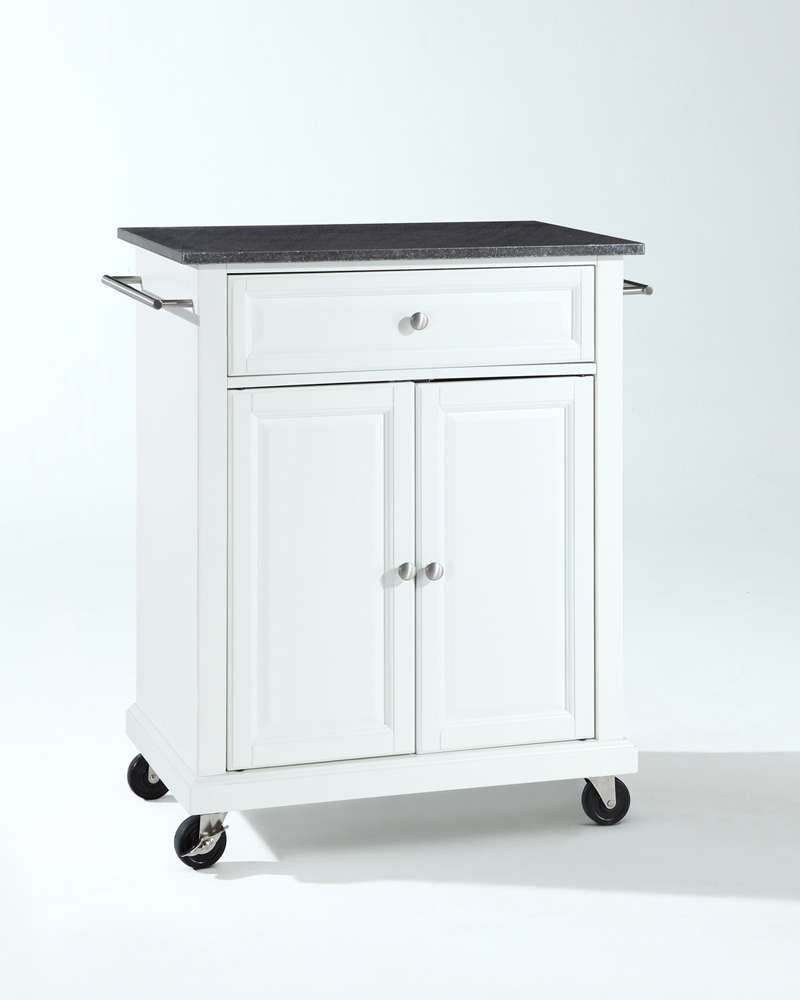 Crosley Furniture - Solid Black Granite Top Portable Kitchen Cart/Island in White Finish - KF30024EWH veiw 1