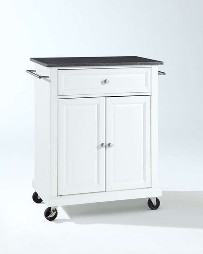 Crosley Furniture - Solid Black Granite Top Portable Kitchen Cart/Island in White Finish - KF30024EWH veiw 1