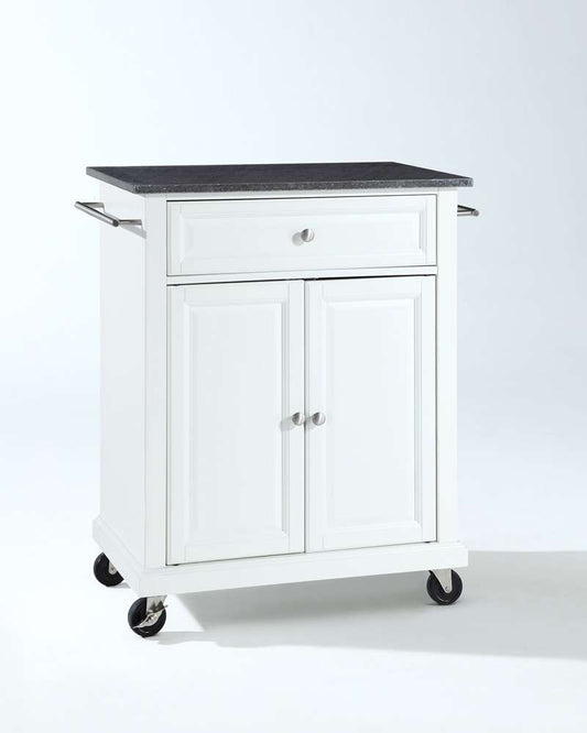 Crosley Furniture - Solid Black Granite Top Portable Kitchen Cart/Island in White Finish - KF30024EWH veiw 1