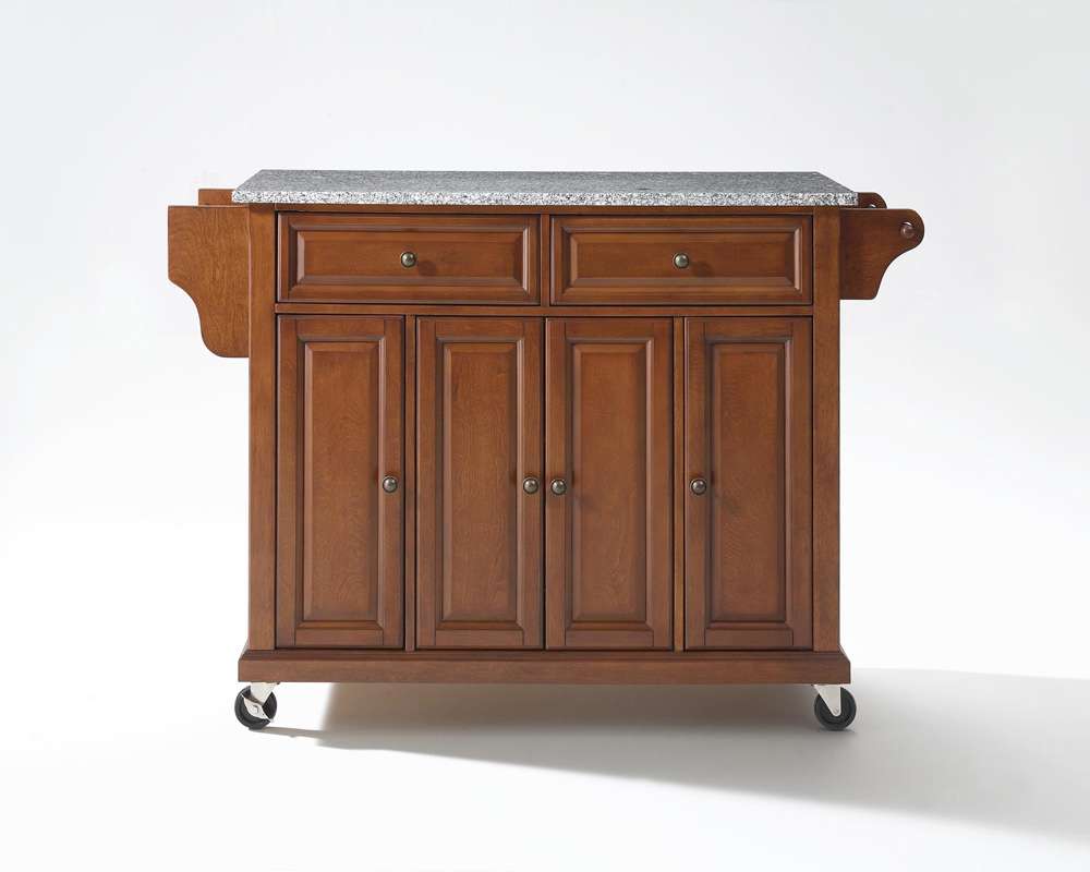 Crosley Furniture - Solid Granite Top Kitchen Cart/Island in Classic Cherry Finish - KF30003ECH veiw 1