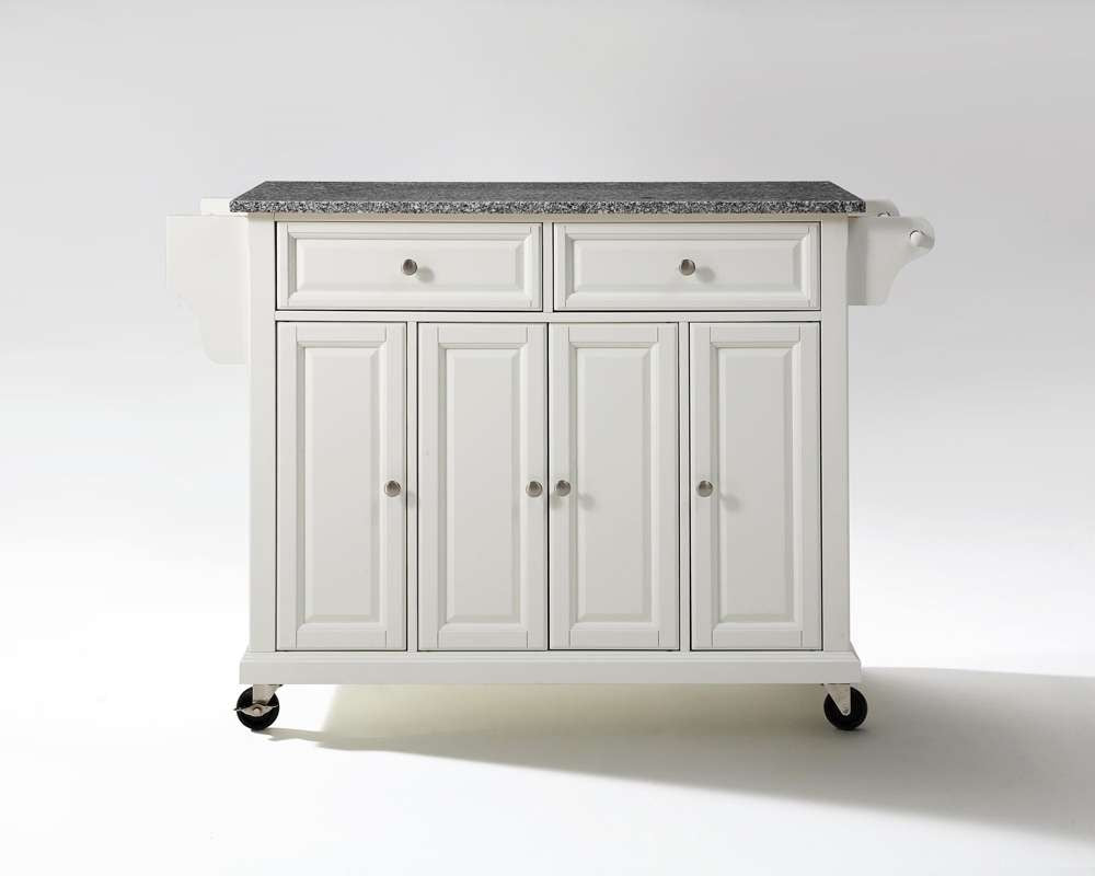 Crosley Furniture - Solid Granite Top Kitchen Cart/Island in White Finish - KF30003EWH veiw 1
