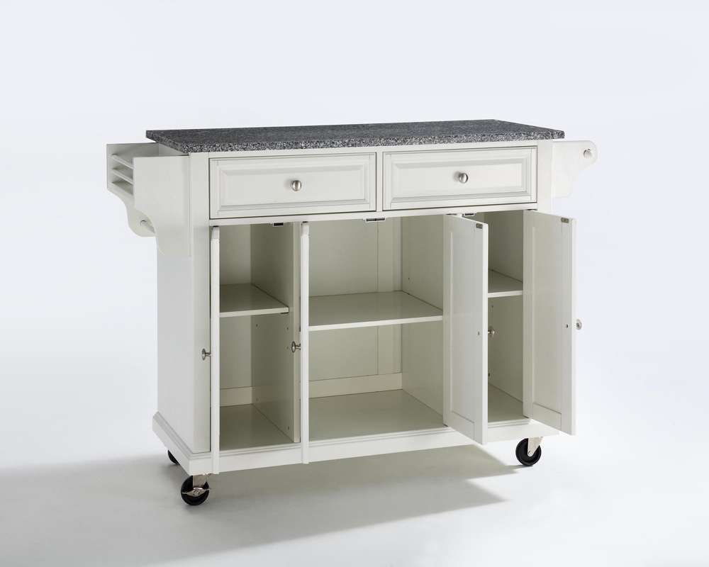 Crosley Furniture - Solid Granite Top Kitchen Cart/Island in White Finish - KF30003EWH veiw 2