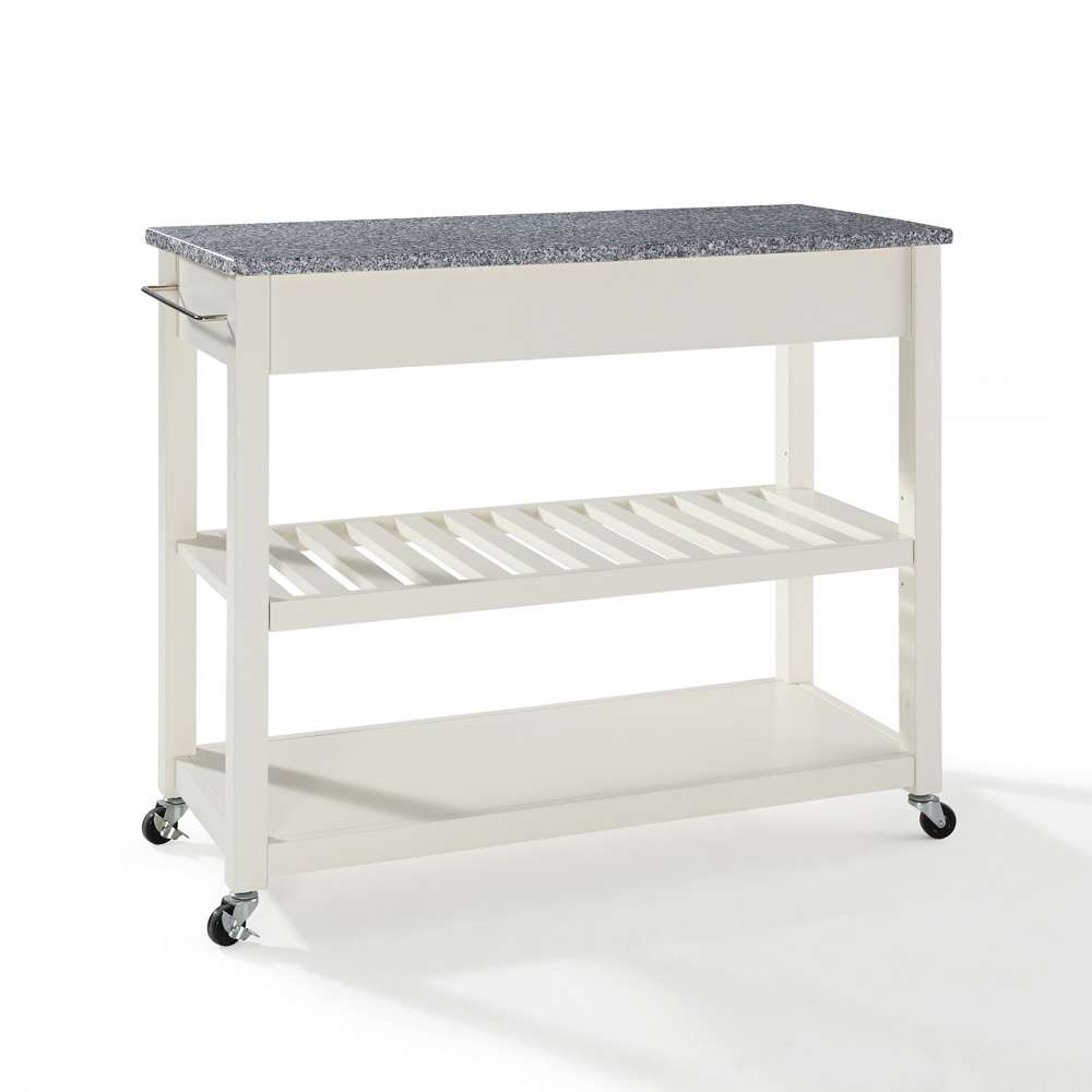 Crosley Furniture - Solid Granite Top Kitchen Cart/Island With Optional Stool Storage in White Finish - KF30053WH veiw 3