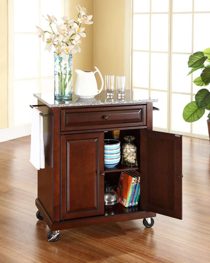 Crosley Furniture - Solid Granite Top Portable Kitchen Cart/Island in Vintage Mahogany Finish - KF30023EMA veiw 3