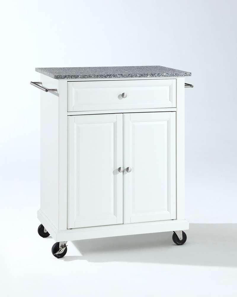 Crosley Furniture - Solid Granite Top Portable Kitchen Cart/Island in White Finish - KF30023EWH veiw 1