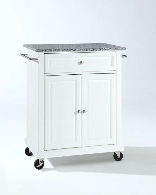 Crosley Furniture - Solid Granite Top Portable Kitchen Cart/Island in White Finish - KF30023EWH veiw 1