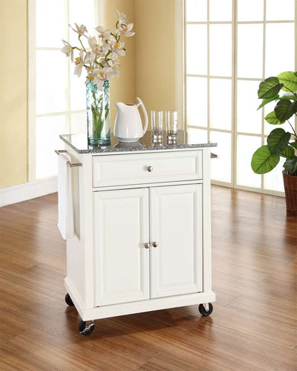 Crosley Furniture - Solid Granite Top Portable Kitchen Cart/Island in White Finish - KF30023EWH veiw 2