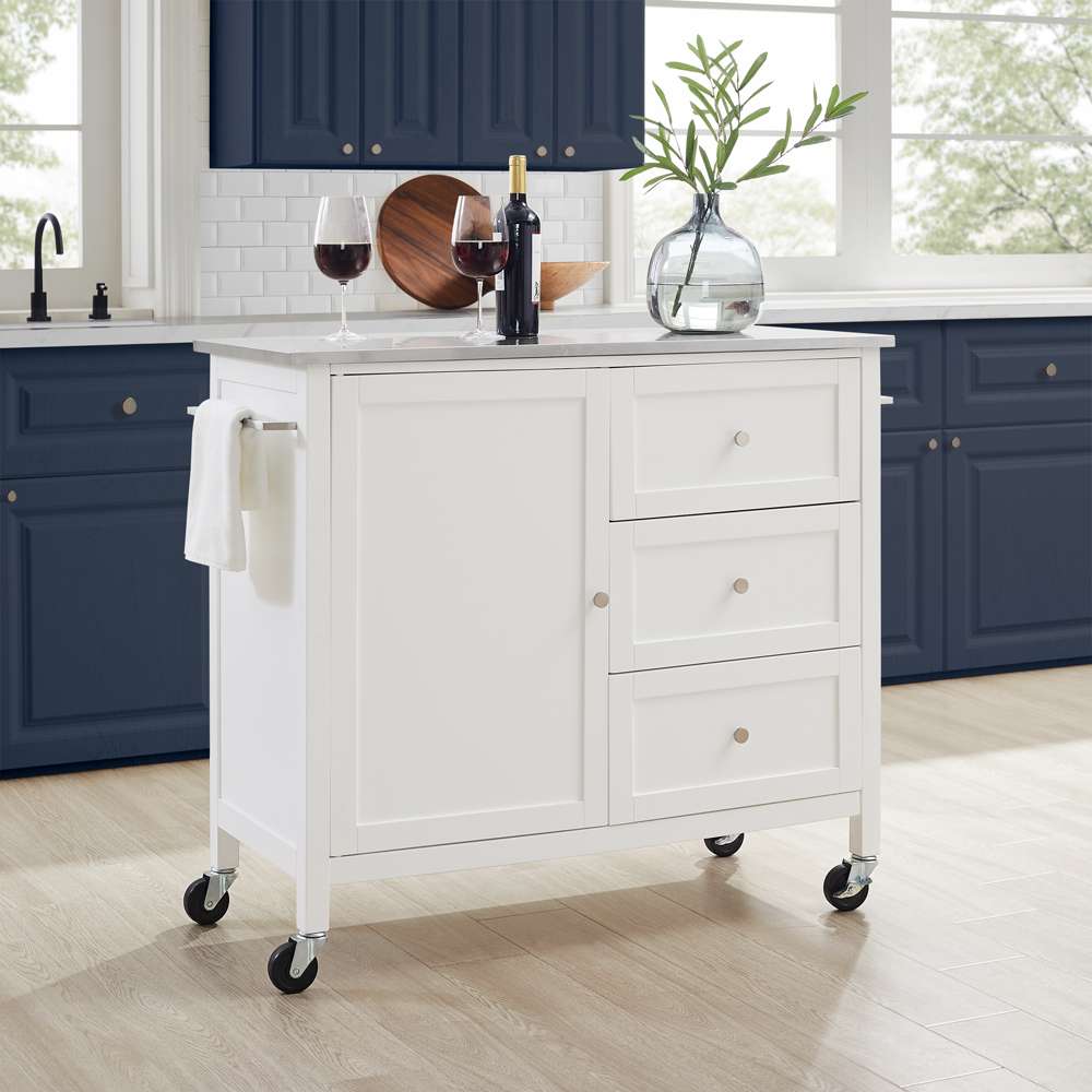 Crosley Furniture Soren Stainless Steel Top Kitchen Island/Cart White/Stainless Steel - KF30090SS-WH veiw 1