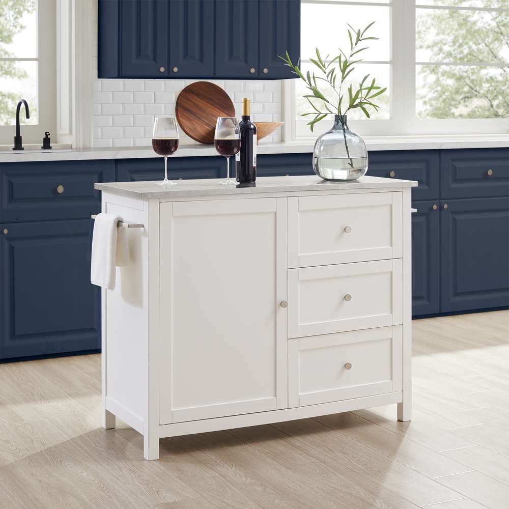Crosley Furniture Soren Stainless Steel Top Kitchen Island/Cart White/Stainless Steel - KF30090SS-WH veiw 4