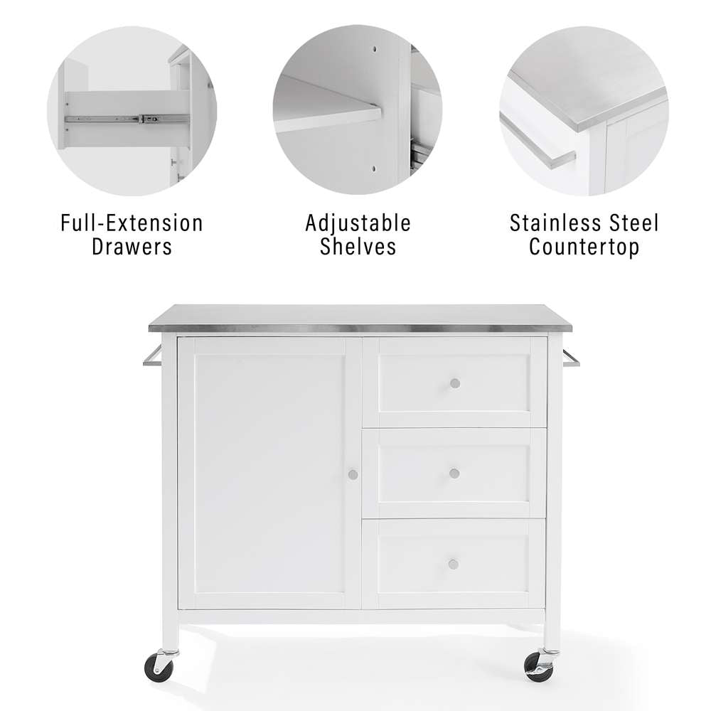 Crosley Furniture Soren Stainless Steel Top Kitchen Island/Cart White/Stainless Steel - KF30090SS-WH veiw 5