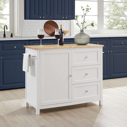 Crosley Furniture Soren Wood Top Kitchen Island/Cart White/Natural - KF30090NA-WH veiw 4