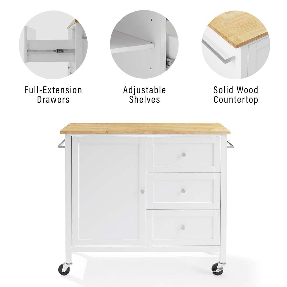 Crosley Furniture Soren Wood Top Kitchen Island/Cart White/Natural - KF30090NA-WH veiw 5