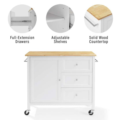 Crosley Furniture Soren Wood Top Kitchen Island/Cart White/Natural - KF30090NA-WH veiw 5