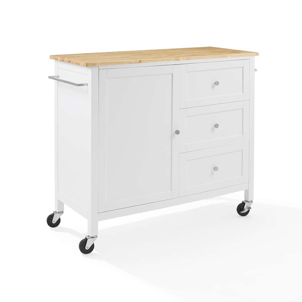 Crosley Furniture Soren Wood Top Kitchen Island/Cart White/Natural - KF30090NA-WH veiw 9