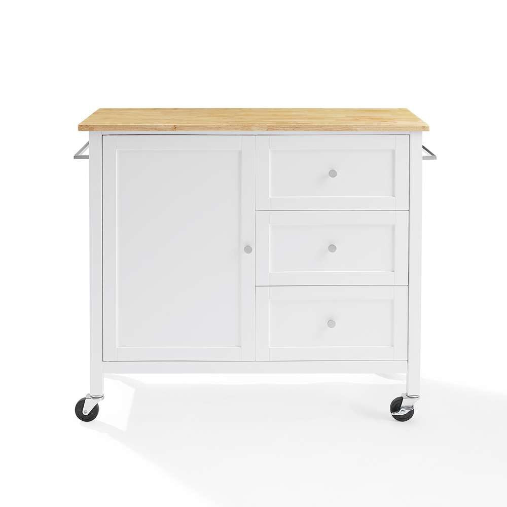 Crosley Furniture Soren Wood Top Kitchen Island/Cart White/Natural - KF30090NA-WH veiw 10